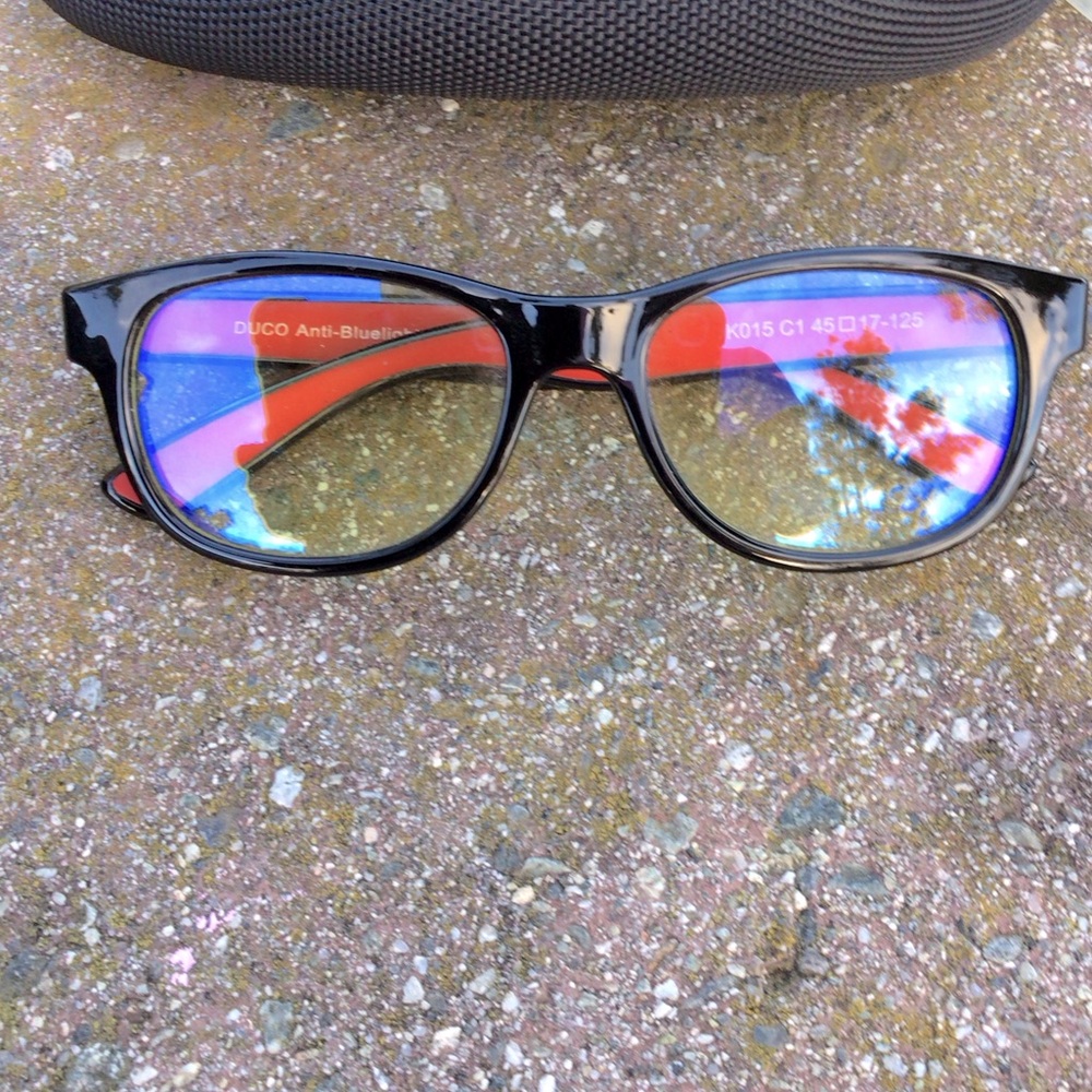 Duco Black/Red Square Bluelight Eyeglasses